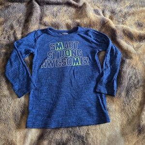 Wonderkids Blue Long Sleeve Shirt with 'Smart Strong Awesome' Graphic